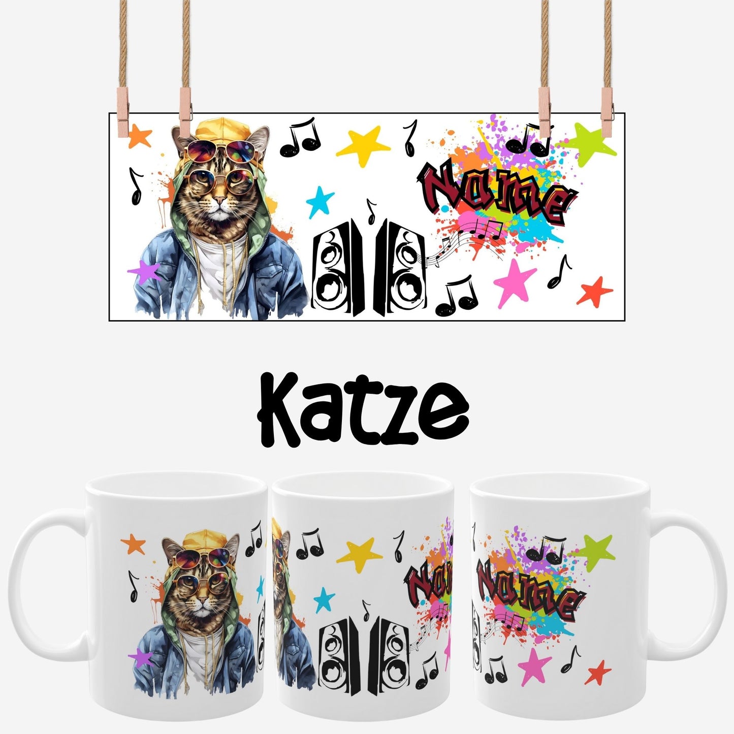 „Hip Hop Tiere“ Tasse personalisiert