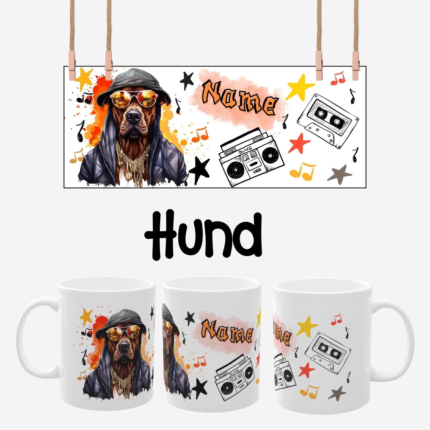 „Hip Hop Tiere“ Tasse personalisiert