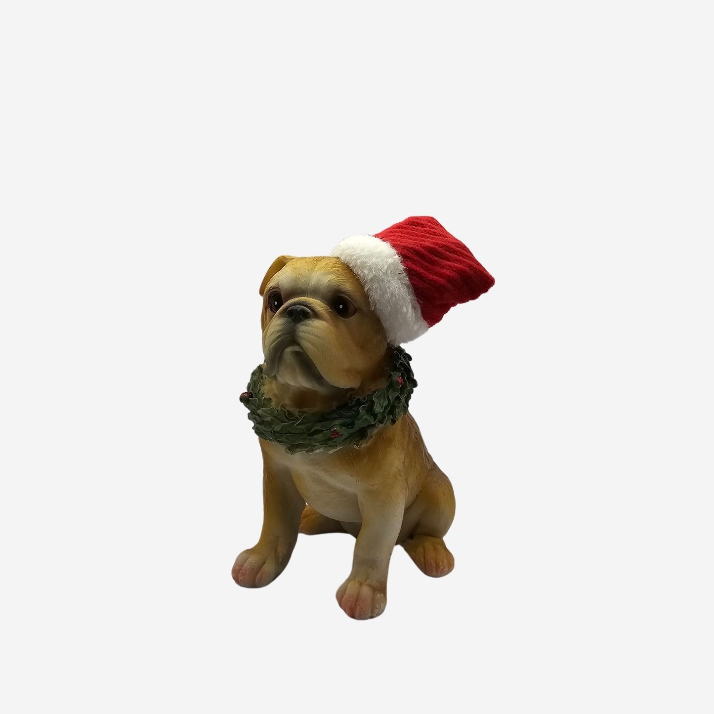 Weihnachtsfigur Hund mit Weihnachtsmütze Dekoration