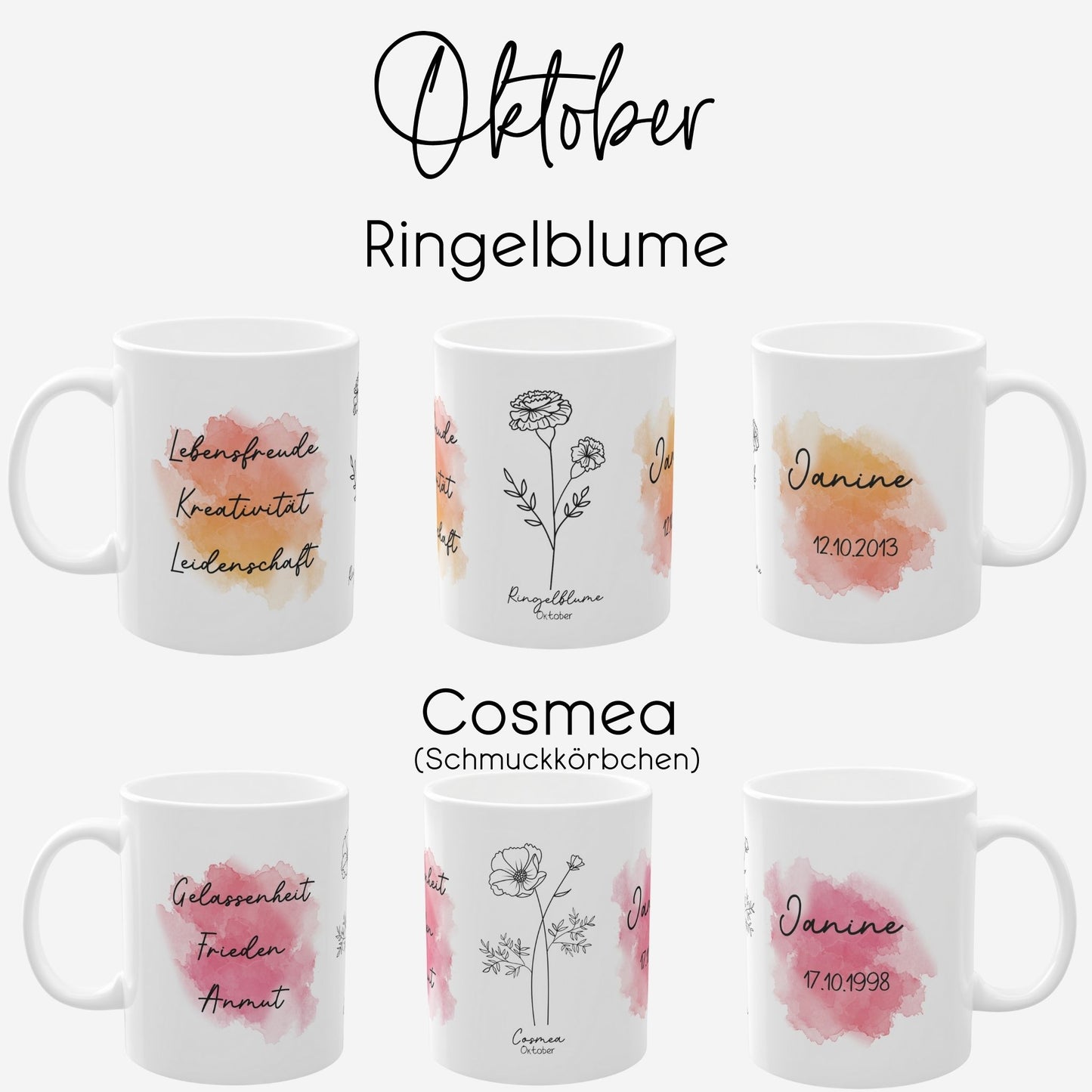 Tasse mit Geburtsblume personalisiert