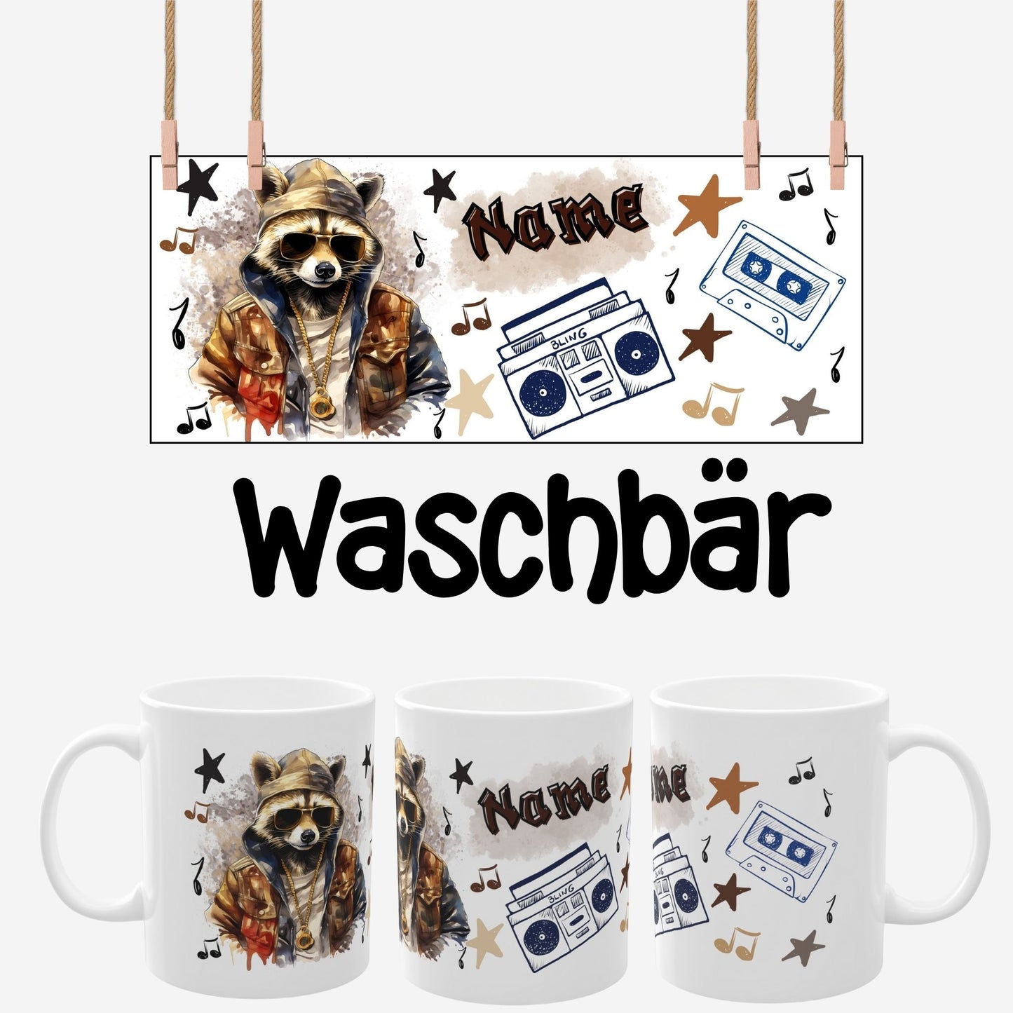 „Hip Hop Tiere“ Tasse personalisiert