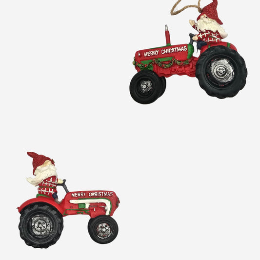 Kerstkabouter op tractor Kerstornament/kerstboomhanger Kurt S. Adler