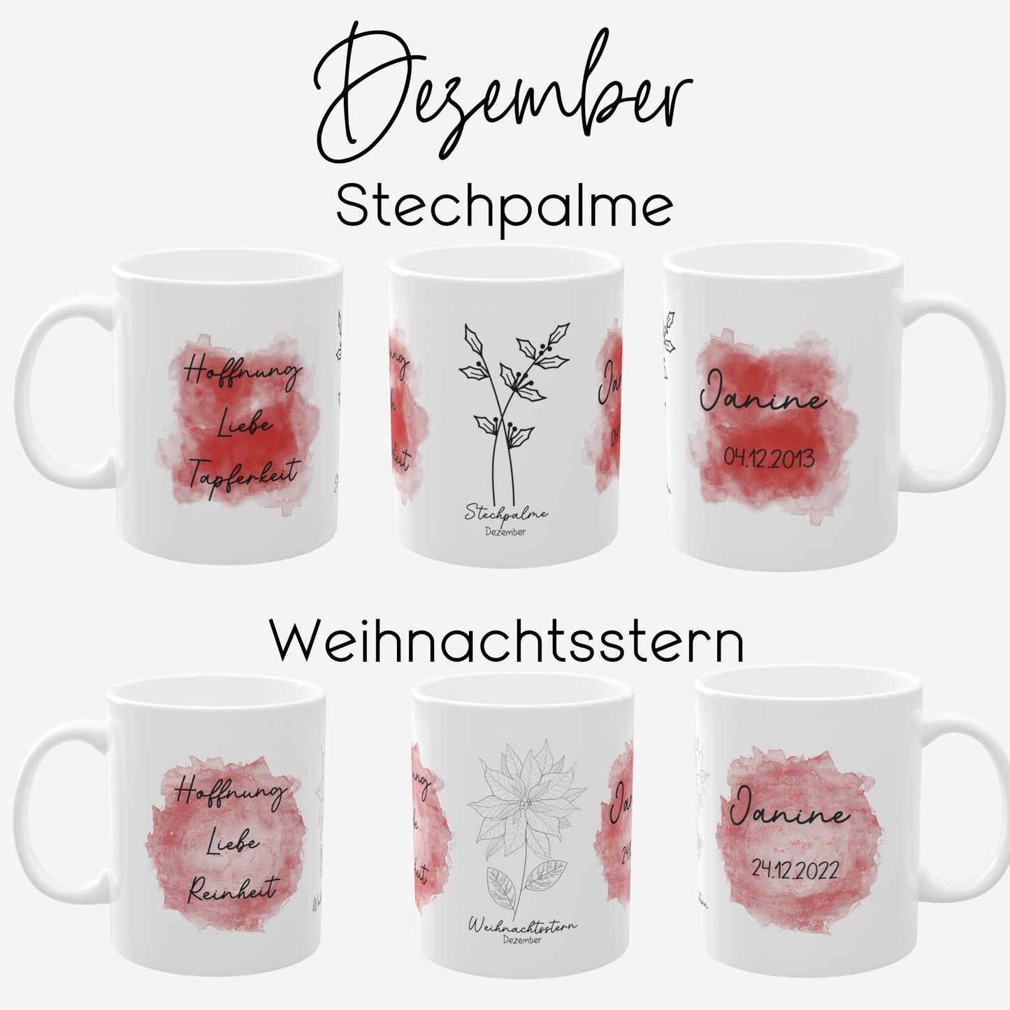 Tasse mit Geburtsblume personalisiert