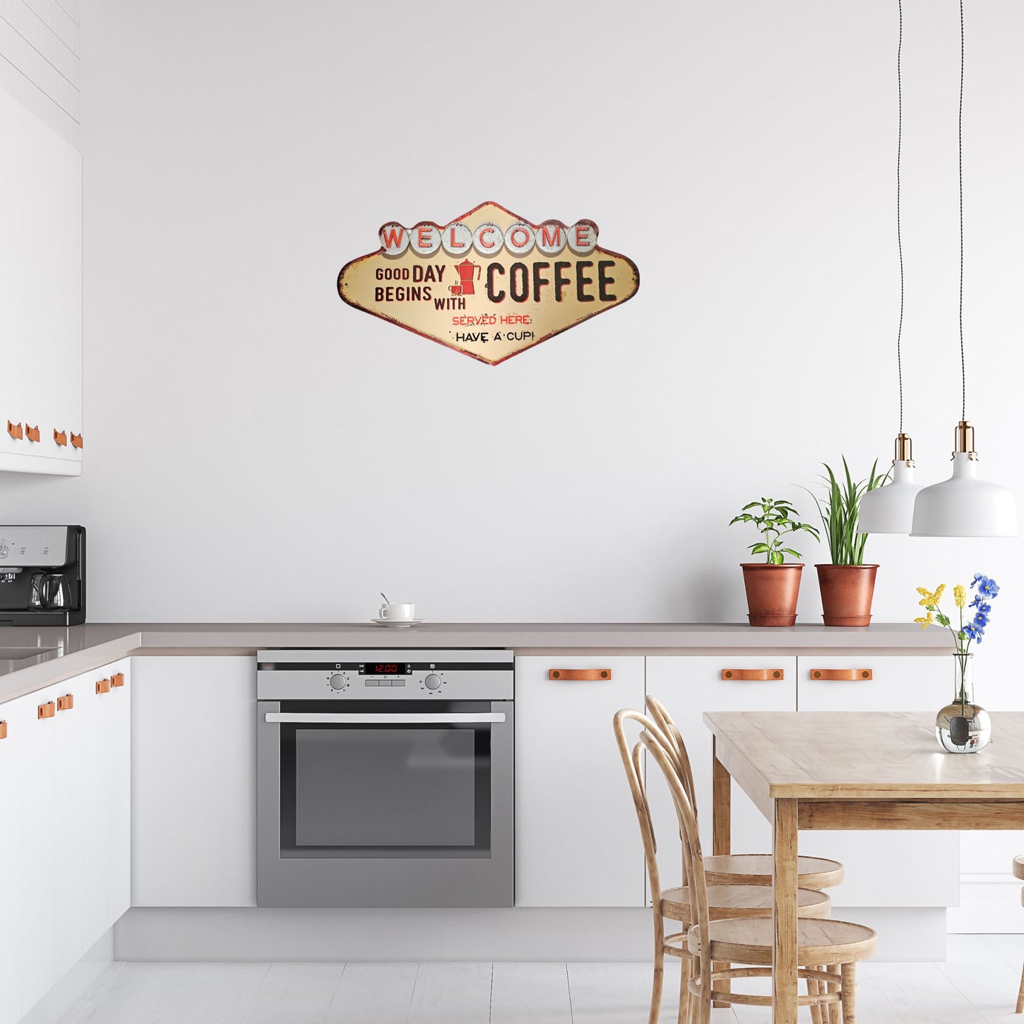 Blechschild Welcome Good Days begins with Coffee 49x27cm