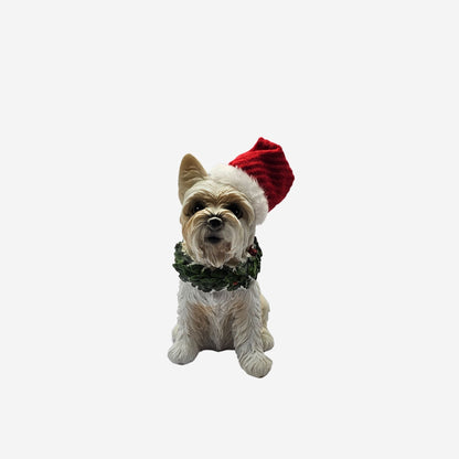 Weihnachtsfigur Hund mit Weihnachtsmütze Dekoration