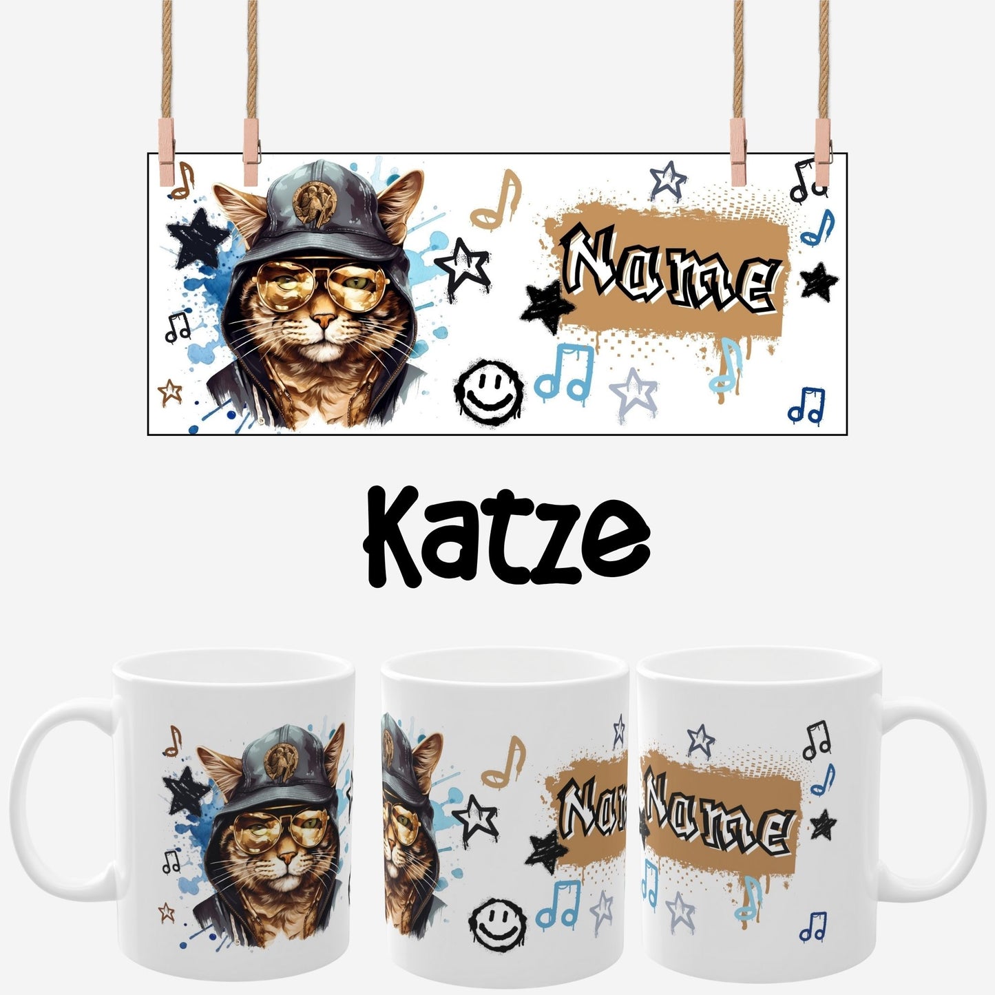 „Hip Hop Tiere“ Tasse personalisiert