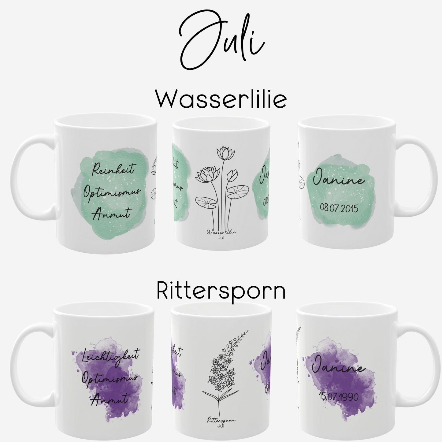 Tasse mit Geburtsblume personalisiert