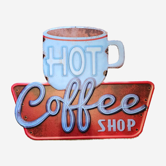 Blechschild Hot Coffee Shop 38x48cm